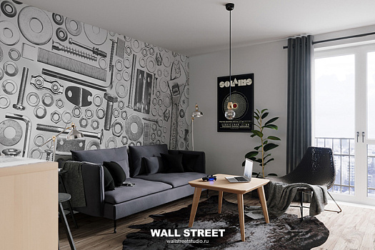 Фотообои в интерьере артикул Grayscale 33, ОТТЕНКИ СЕРОГО / GRAYSCALE, Wall street