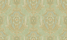 Зеленые обои с вензелями Bernardo Bartalucci Giulia 84122-5